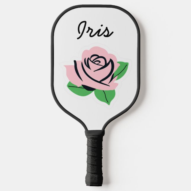 Pink Rose Customisable Name Pickleball Paddle (Back)