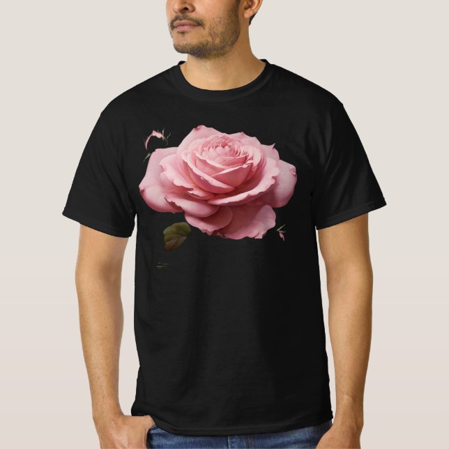 Pink Rose Design  T-Shirt (Front)