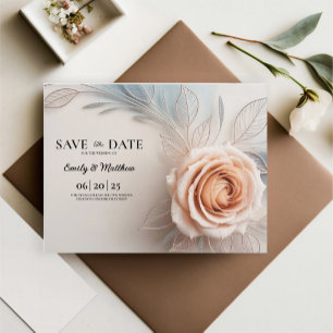Pink Rose Dew Drops Designer Save The Date Announcement Postcard