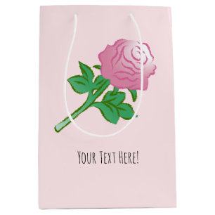 Pink Rose Drawing Medium Gift Bag