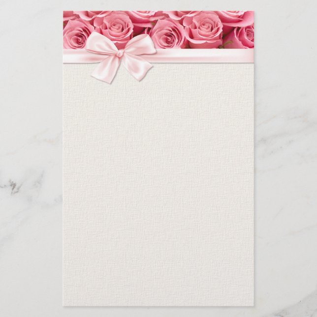 Pink Rose Elegance 2 Stationery (Front)