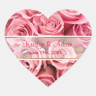 Pink Rose Elegance - Customise Heart Sticker