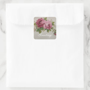Pink Rose Elegance Square Sticker