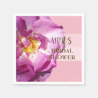 Pink Rose Elegant  Bridal Shower Paper Napkins