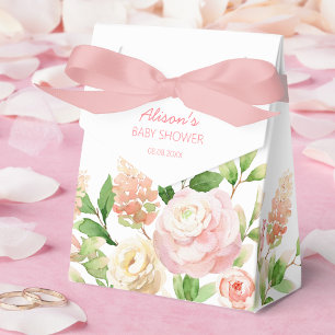Pink Rose Elegant Floral Girl Baby Shower Favour Box