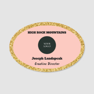 Pink Rose & Employee name & Logo Tag