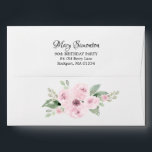 Pink Rose Floral 90th Birthday Party Invitation Envelope<br><div class="desc">Pink rose flowers nestled in sage green foliage decorate the front and back of this envelope. Return Address is placed on the back flap</div>