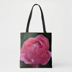 Pink Rose Floral Art Tote Bag