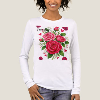 Pink Rose Floral Bouquet Romantic Flower Design Tri-Blend Shirt