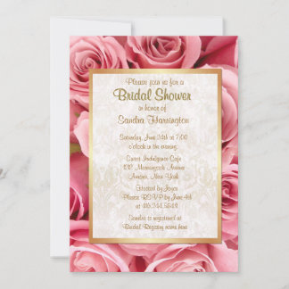 Pink Rose Floral Bridal Shower Invitation