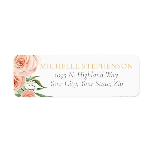 Pink Rose Floral Bridal Shower Return Address (Front)