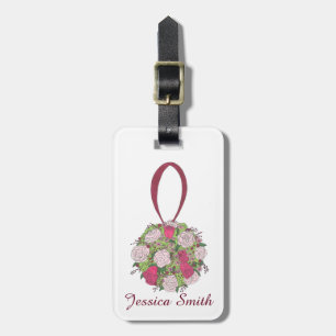 Pink Rose Floral Bridesmaid Bouquet Wedding Party Luggage Tag