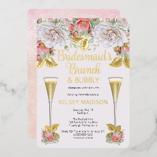 Pink Rose Floral Bridesmaids Brunch and Bubbly