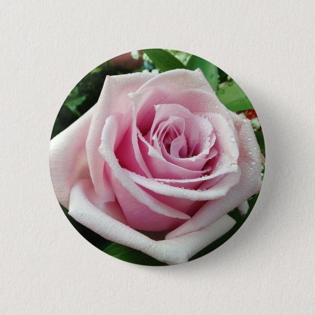 Pink Rose Floral Button Pin (Front)