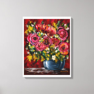 Pink Rose Floral Canvas Wall Art Artist Print