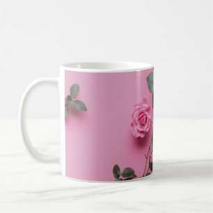 Pink Rose Floral Coffee Mug Elegant Romantic Flo