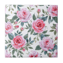 Pink Rose Floral Cottagecore Watercolor Pattern