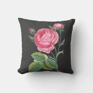 Pink rose floral cushion