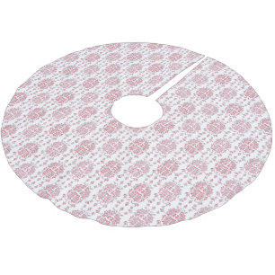 Pink Rose Floral Damask Style Pattern Brushed Polyester Tree Skirt