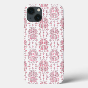 Pink Rose Floral Damask Style Pattern iPhone 13 Case