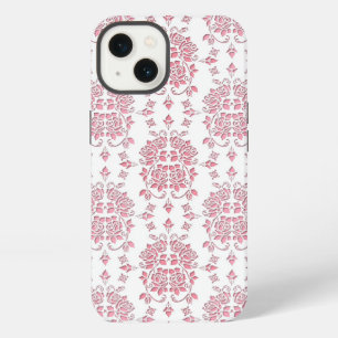 Pink Rose Floral Damask Style Pattern iPhone 13 Case