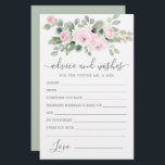 Pink Rose Floral Greenery Advice and Wishes Card<br><div class="desc">A beautiful pink rose floral border tops this Advice and Wishes card. If you need more matching products please message me.</div>