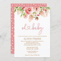 Pink Rose Floral Greenery Drive By Baby Shower