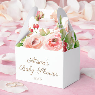 Pink Rose Floral Greenery Girl Baby Shower Favour Box