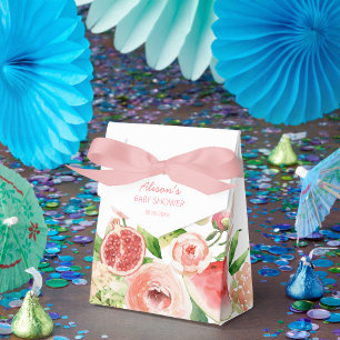 Pink Rose Floral Greenery Girl Baby Shower  Favour Box