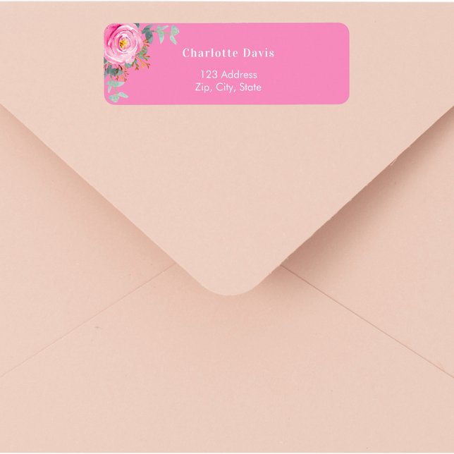 Pink rose floral greenery return address  (Creator Uploaded)