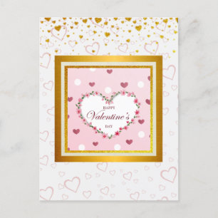 Pink Rose Floral Hearts Valentine's Day Gifts Postcard