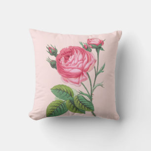 Pink rose floral modern pastel pink cushion