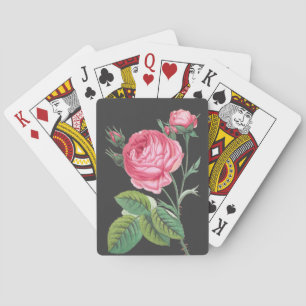 Pink rose floral modern playing cards