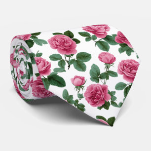 Pink Rose Floral Pattern Tie
