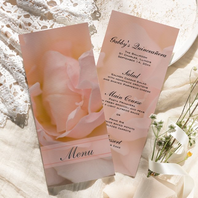 Pink Rose Floral Quinceañera Menu (Creator Uploaded)
