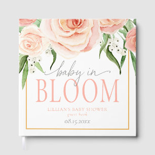 Pink Rose Floral Sweet Baby Girl Baby Shower  Guest Book