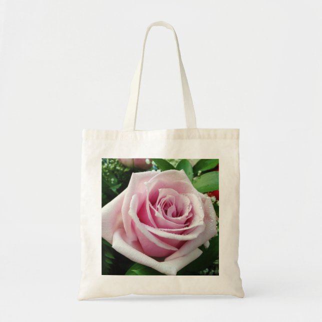 Pink Rose Floral Tote Bag (Front)