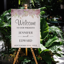 Pink Rose Floral Wedding Welcome Sign