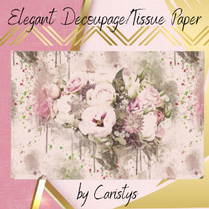 Pink Rose Florals Decoupage Tissue Paper