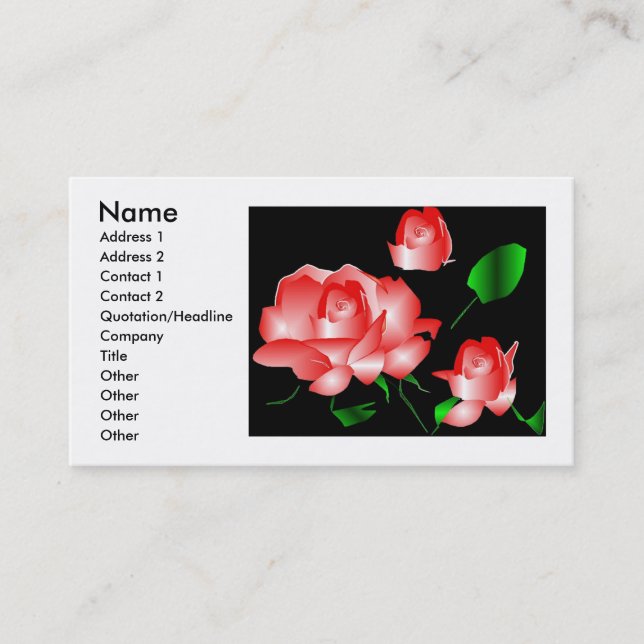"Pink Rose Florist II" Profile Card (Front)