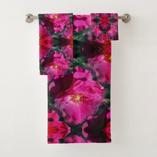 Pink Rose Flower Abstract           Bath Towel Set