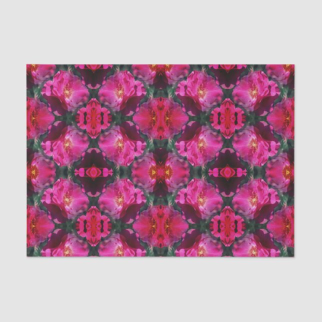 Pink Rose Flower Abstract Pattern Decoupage Tissue Paper (Front)