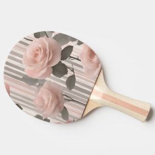 Pink Rose Flower and stripes, Vintage Look Ping Pong Paddle