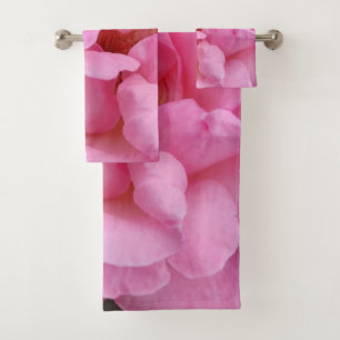 Pink rose flower bath towel set