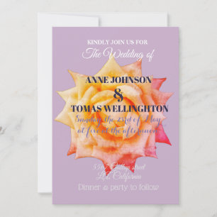 Pink Rose Flower Blossom Wedding Invitation