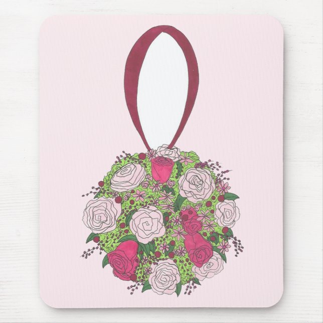 Pink Rose Flower Bridal Bouquet Wedding Shower Mouse Pad (Front)