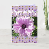 Pink Rose Flower Floral Birthday Grandma art Card