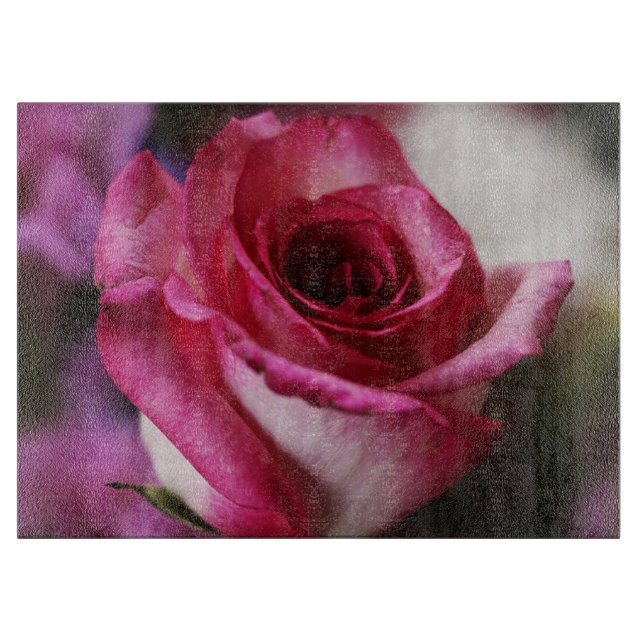 Pink Rose Flower Floral Cutting Board (Front)