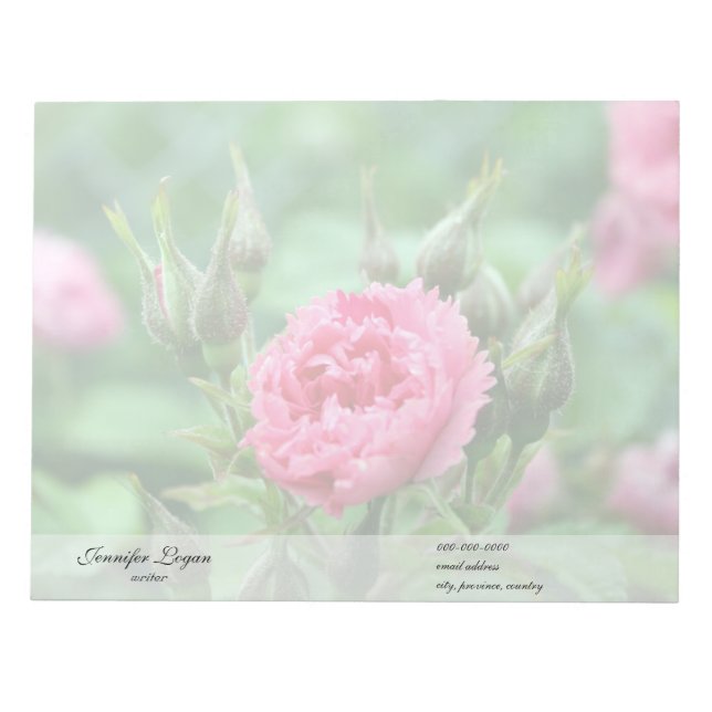 Pink rose flower, floral photography. notepad (Front)