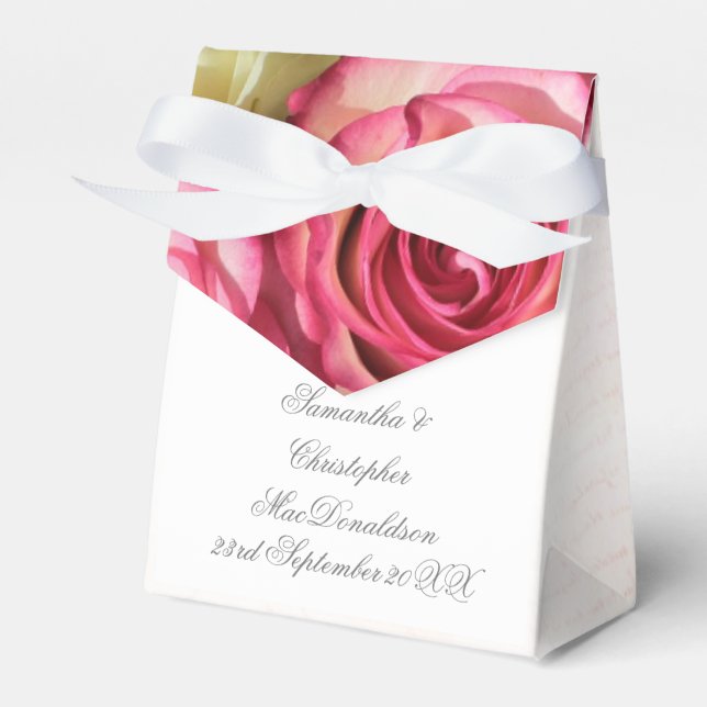 Pink rose flower floral romantic wedding favour box (Front Side)